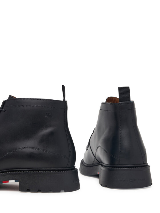 Tommy Hilfiger Tommy Hilfiger Kotníková obuv Corporate Casual Lth Moc Chukka FM0FM05987 Černá