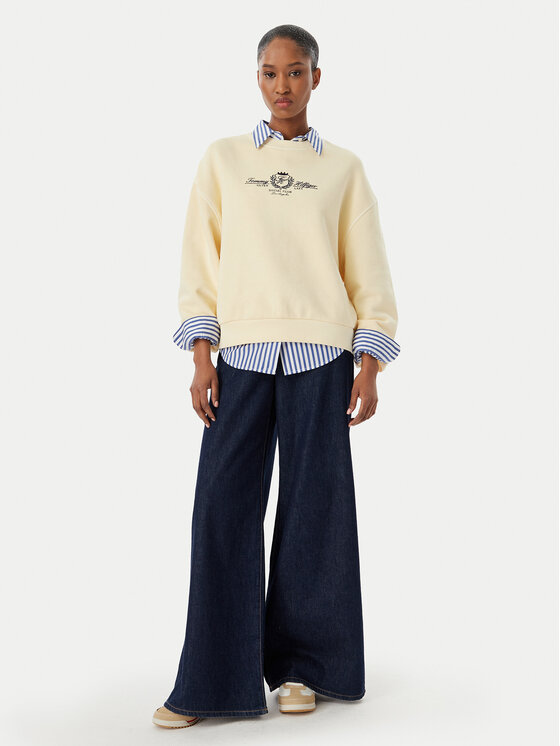 Tommy Hilfiger Tommy Hilfiger Majica dugih rukava Crest Embroidery WW0WW48733 Bež Relaxed Fit