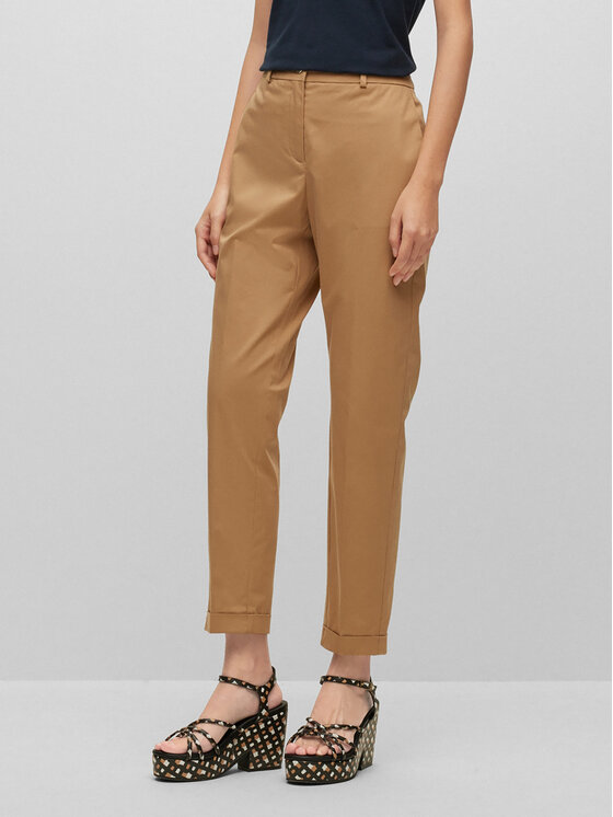 BOSS Boss Bavlnené nohavice Tachinoa 50490057 Béžová Regular Fit
