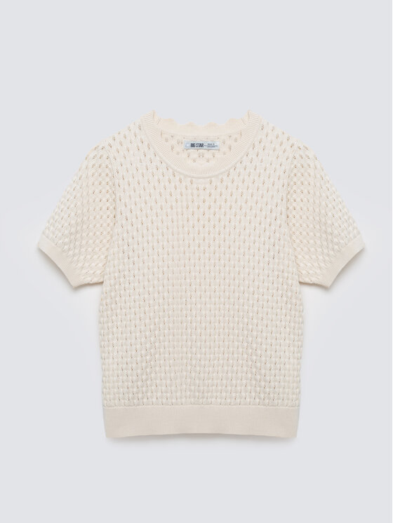 BIG STAR BIG STAR Sweter DIONA Kremowy Basic Fit