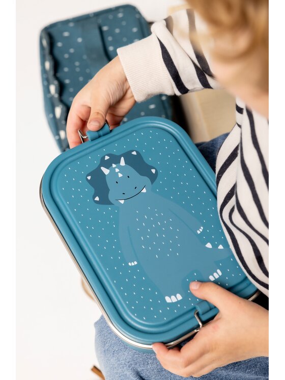 Trixie Baby Trixie Baby Lunchbox Duży stalowy lunch box - Triceratops Niebieski