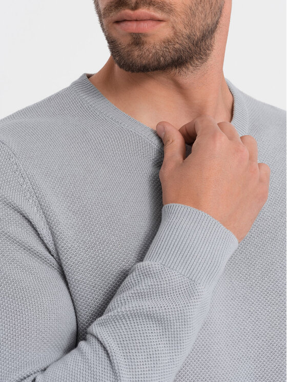 Ombre Ombre Sweter OM-SWSW-0104 Szary Fitting Fit