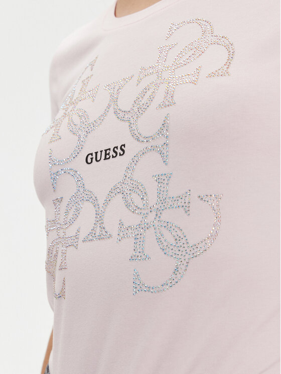 Guess Guess Marškinėliai W4RI35 J1314 Rožinė Slim Fit