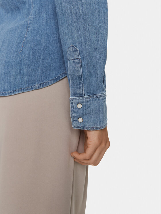 Liu Jo Liu Jo džínsová košeľa Camicia M/L Cover UXX046 D4051 Modrá Slim Fit
