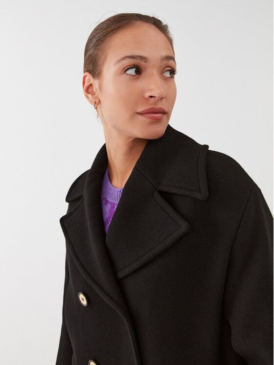 PINKO Pinko Płaszcz wełniany Effetto 101747 Y7DY Czarny Regular Fit