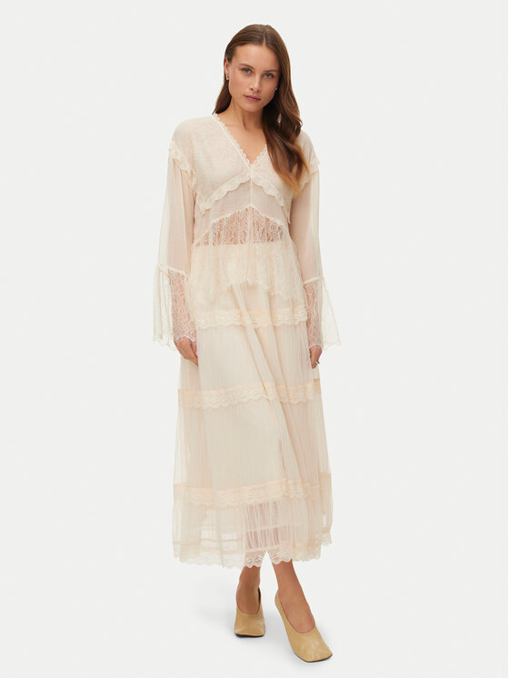 Vero Moda Vero Moda Spódnica midi Kinsley 10346617 Écru Regular Fit