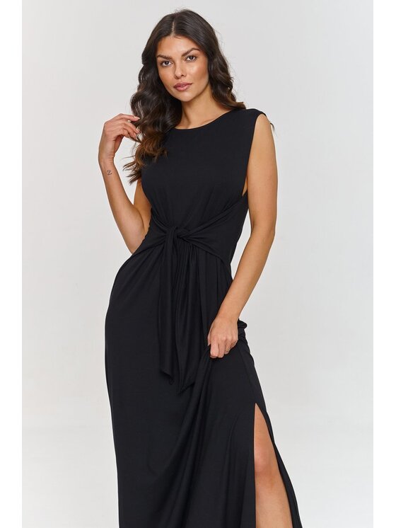 Makadamia Makadamia Sukienka codzienna M873 Czarny Comfort Fit