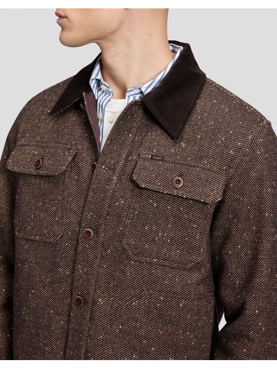 Lee Lee Kurtka przejściowa CORD COLLAR MIX OVERSHIRT Brązowy Relaxed Fit