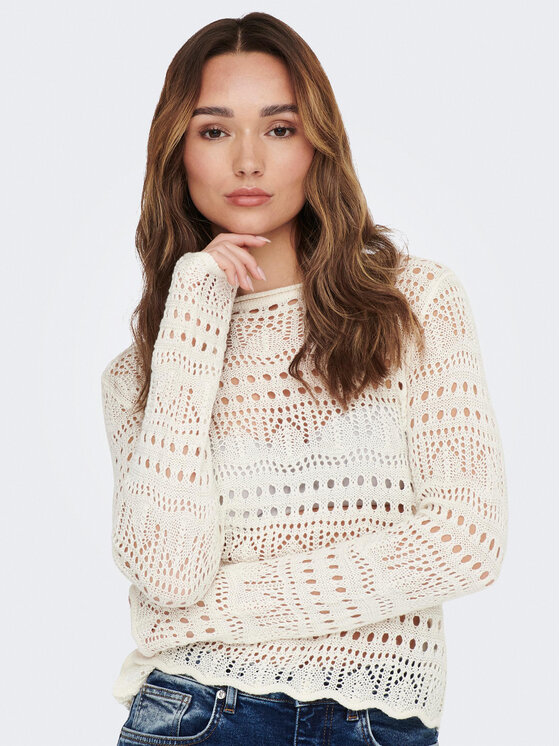 JDY JDY Pulover Sun Lay 15287384 Écru Regular Fit