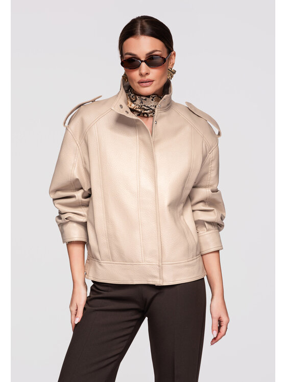 Ombre Ombre Kurtka przejściowa OW-JAFL-0104 Beżowy Oversize