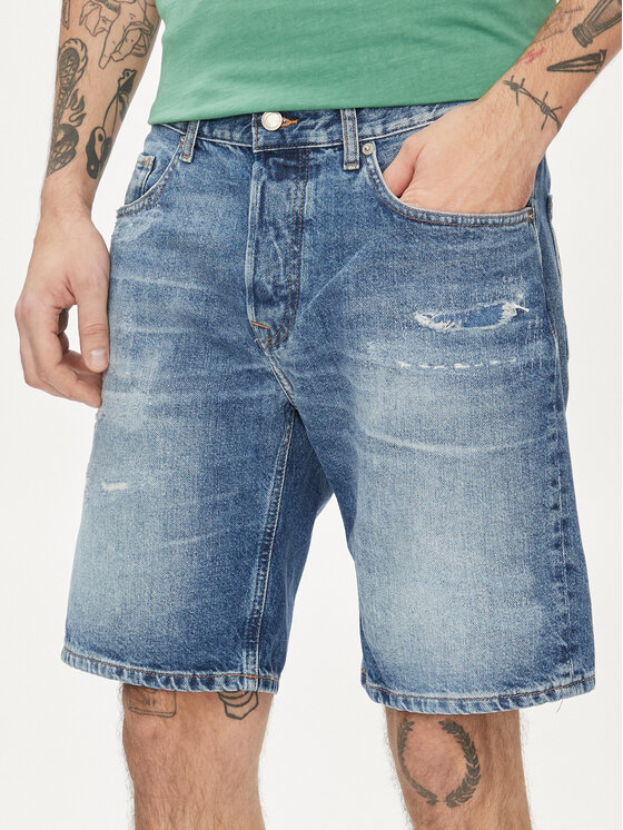 Pepe Jeans Kratke Traperice Relaxed Short Repair PM801074 Plava Relaxed Fit