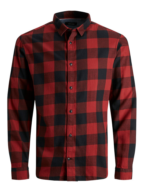 Jack & Jones Jack & Jones Koszula Gingham 12181602 Czerwony Slim Fit