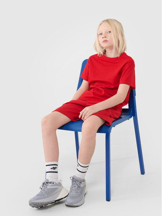 4F 4F Spodnie dresowe BASIC+ Czerwony Oversize