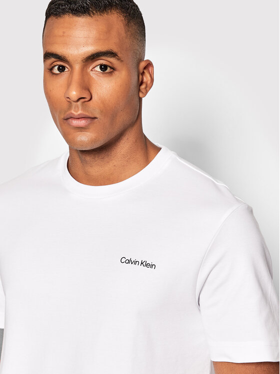 Calvin Klein Calvin Klein Tricou Micro Logo Interlock K10K109894 Alb Regular Fit