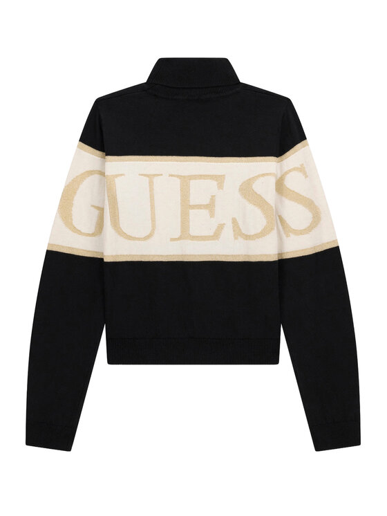 Guess Guess Bluză cu gât J6BR04 Z1338 Negru Regular Fit