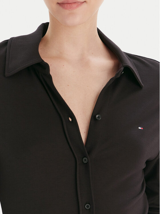 Tommy Hilfiger Tommy Hilfiger Rochie tip cămașă WW0WW48398 Negru Regular Fit