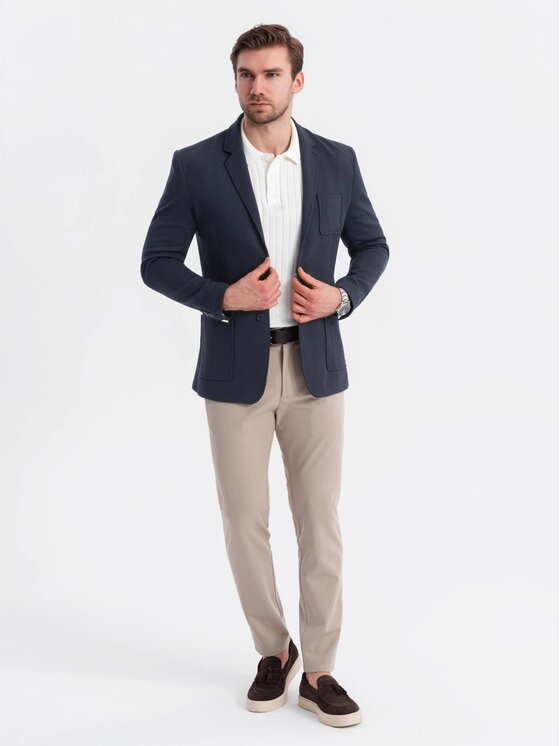 Ombre Ombre Sako OM-BLZB-0101 Tmavomodrá Slim Fit
