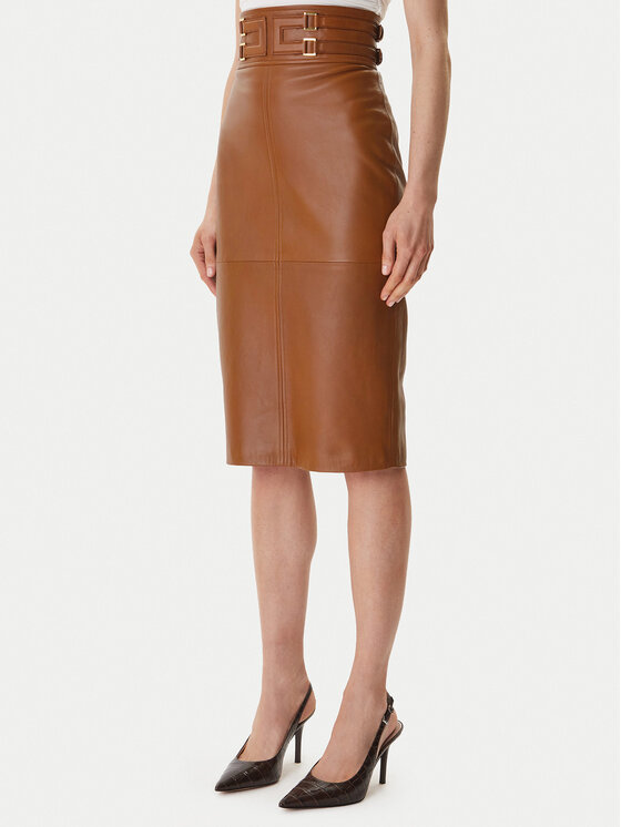Elisabetta Franchi Elisabetta Franchi Fustă din piele GP-09Z-61E2-V890 Maro Regular Fit
