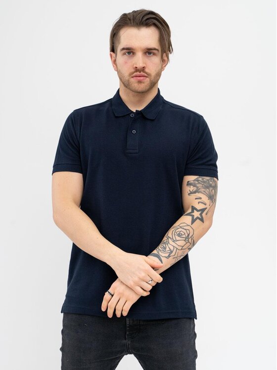 Jigga Wear Jigga Wear Polo Koszulka Polo Z Krótkim Rękawem Męska Granatowa Jigga Wear Classic XL Niebieski Regular Fit