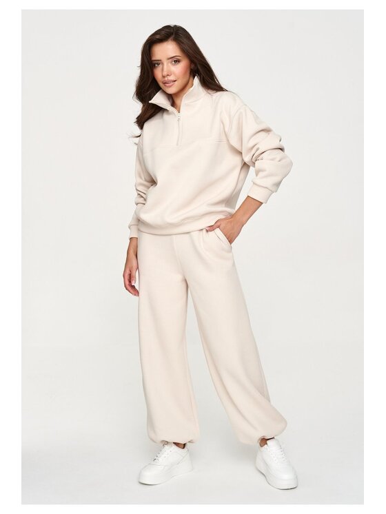 Makadamia Makadamia Dres M946 Beżowy Loose Fit