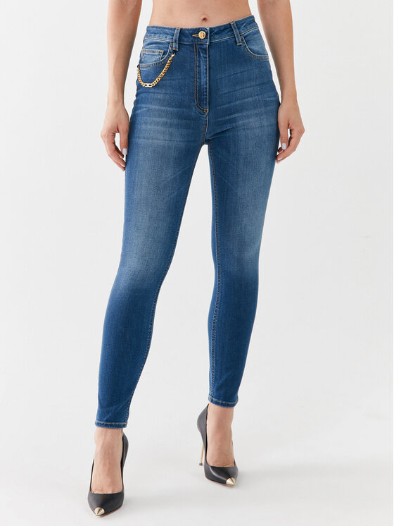 Elisabetta Franchi Jeans hlače PJ-20S-36E2-V320 Mornarsko modra Skinny Fit