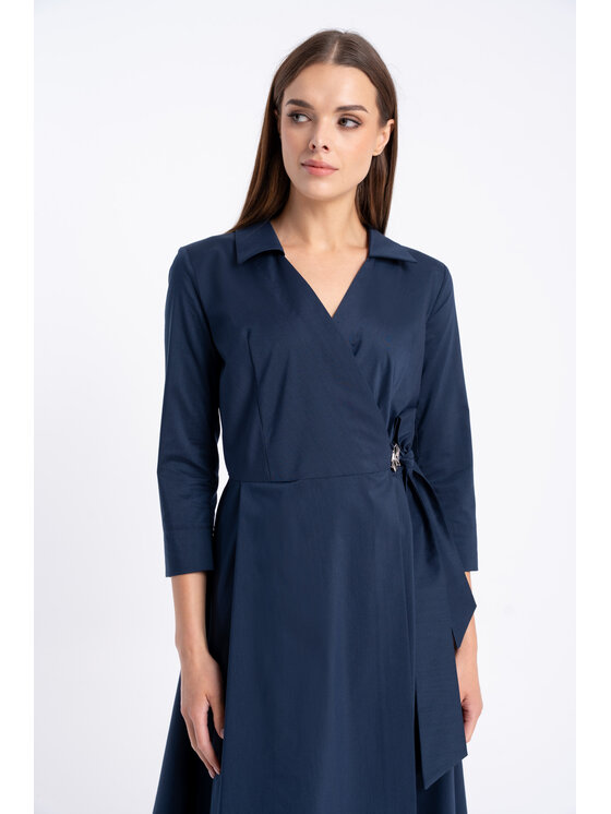 CLICK CLICK Každodenní šaty 60-6169 Tmavomodrá Flare Fit