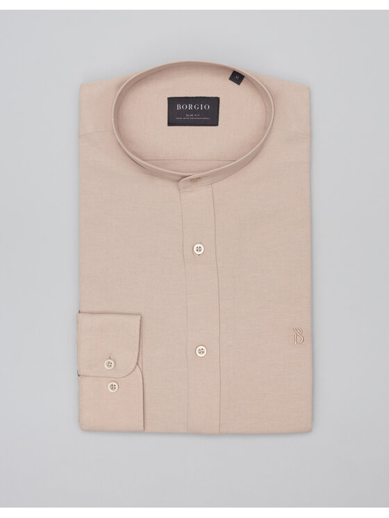 Borgio Borgio Koszula oleggio Beżowy Slim Fit