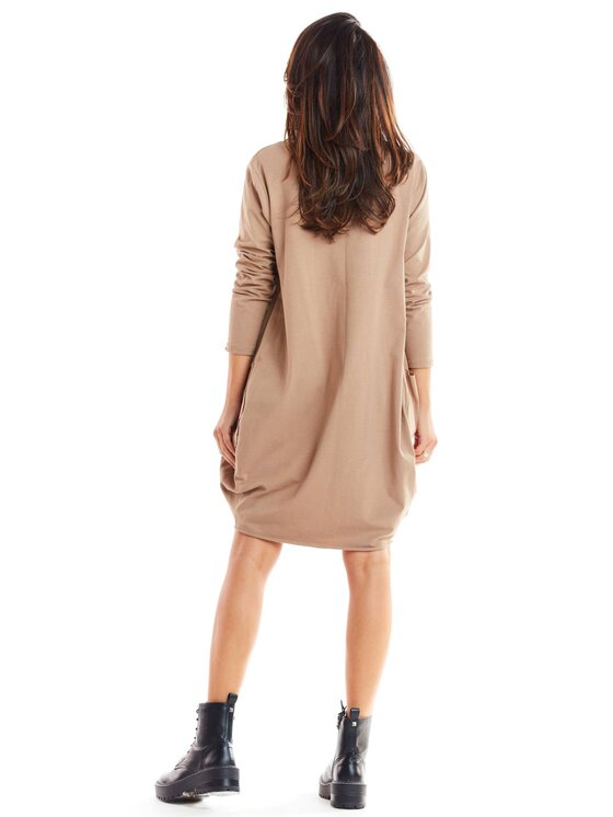 Infinite You Infinite You Sukienka dzianinowa M232 Beżowy Basic Fit