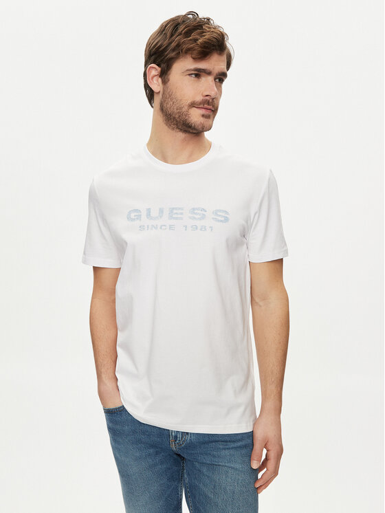 Guess T-krekls M4GI61 J1314 Balts Slim Fit