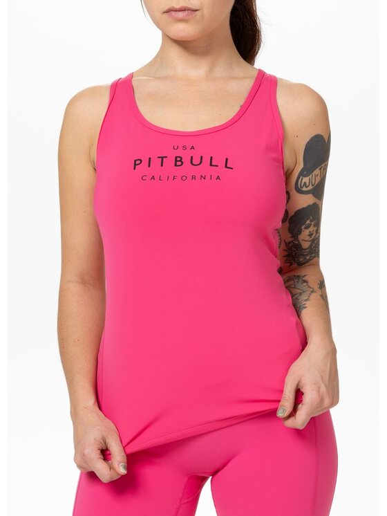 PITBULL PITBULL Tank top sportowy damski AVENIDA M Różowy Regular Fit