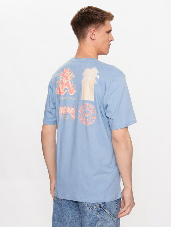 adidas adidas T-krekls Graphic Glide T-Shirt IC5750 Gaiši zils Loose Fit