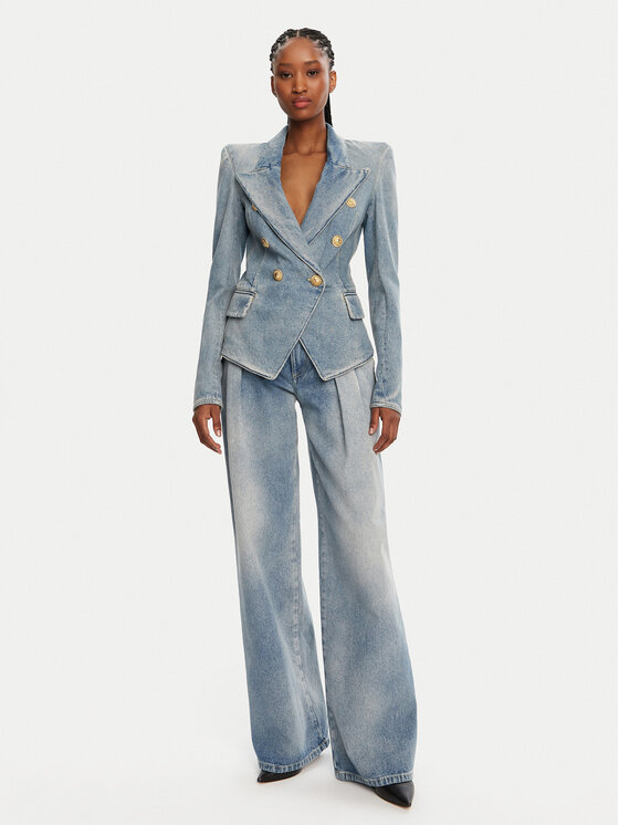 Balmain Balmain Jeansy DF0ML095DF17 Modrá Loose Fit
