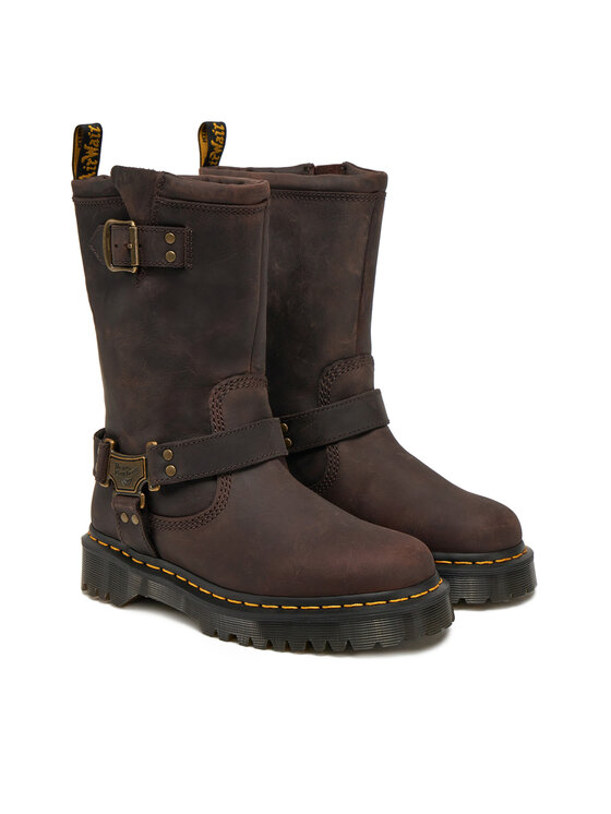 Dr. Martens Dr. Martens Botki Anistone Tall Leather Biker31901201 Brązowy