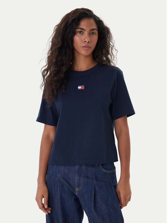 Tommy Jeans Tricou Badge DW0DW22202 Bleumarin Boxy Fit