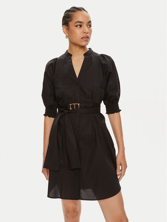 TWINSET Rochie tip cămașă 241TT2201 Negru Regular Fit