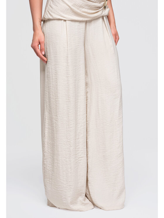 Ombre Ombre Kalhoty z materiálu OW-PA-E0012 Béžová Relaxed Fit
