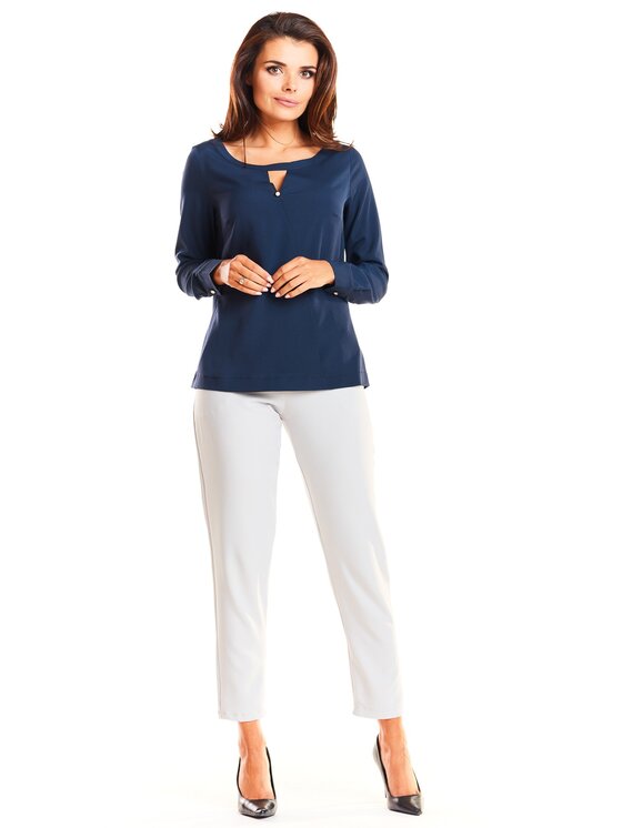 Awama Awama Koszula A251 Granatowy Basic Fit