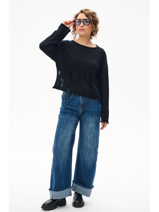 blue shadow blue shadow Sweter Holine Czarny Regular Fit