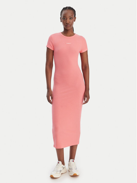 Tommy Jeans Rochie de zi DW0DW22339 Roz Slim Fit