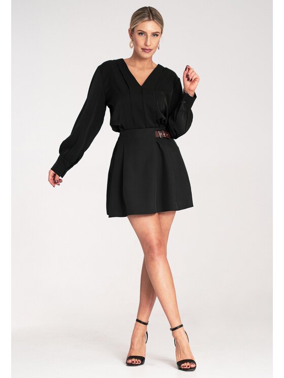 FIGL FIGL Mini sukně M1157 Černá A-Line Fit