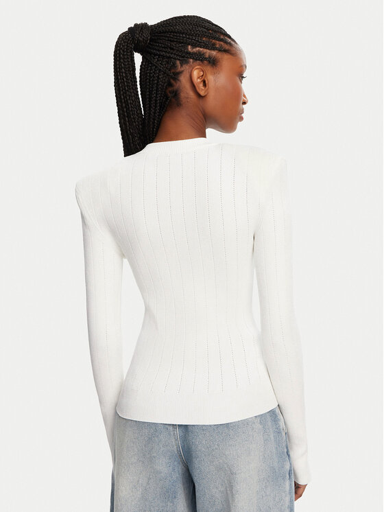 Balmain Balmain Pulover DF1KD001KB07 Bela Regular Fit
