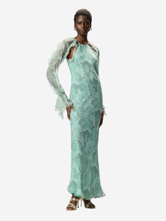 PINKO PINKO Abito da sera MORA ABITO CREPONNE STAMPA ROS Verde Regular Fit