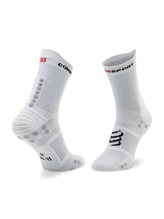 Compressport Compressport Дълги чорапи Pro Racing Socks V4.0 Run High XU00046B_010 Бял