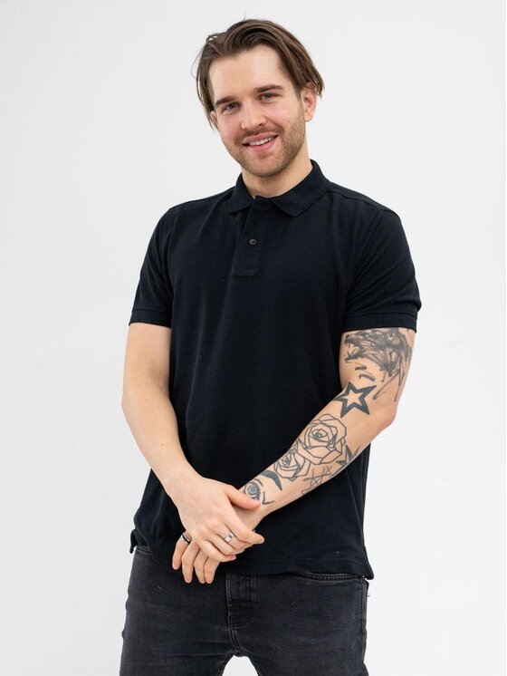 Jigga Wear Jigga Wear Polo Koszulka Polo Z Krótkim Rękawem Męska Czarna Jigga Wear Classic 3XL Czarny Regular Fit