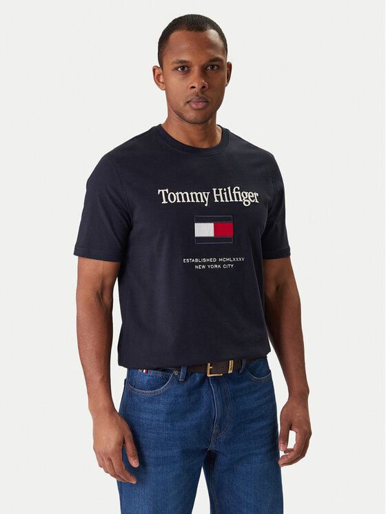 Tommy Hilfiger Tricou Embro Flag MW0MW42736 Bleumarin Regular Fit