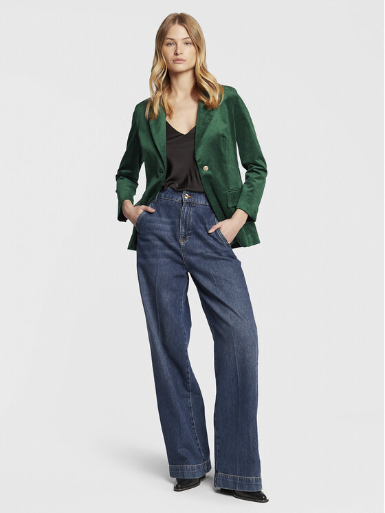 Marella FACTOR Green Velvet Blazer 30460526 002