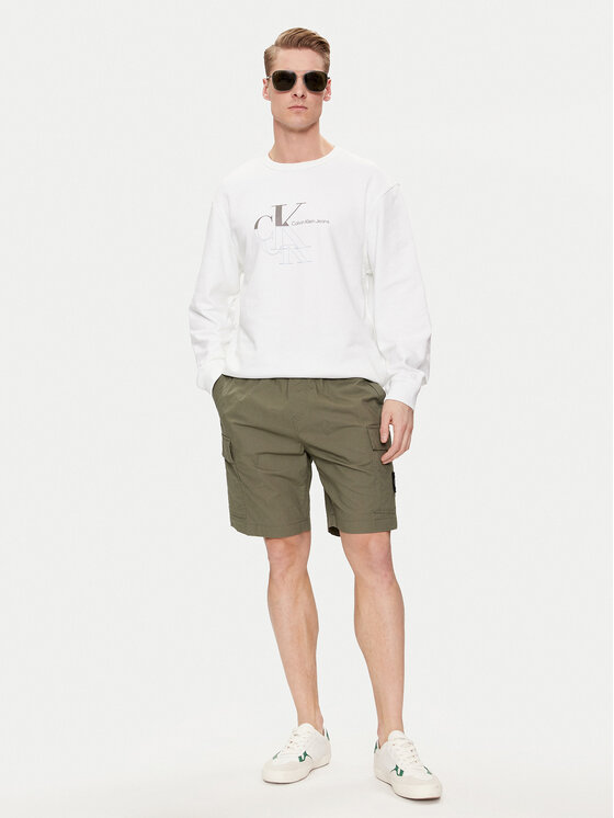 Calvin Klein Jeans Calvin Klein Jeans Sweatshirt Monogram Echo J30J325516 Weiß Regular Fit