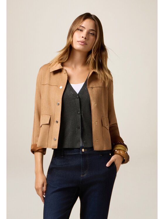Oltre Oltre Kurtka z imitacji skóry R358R002239N002 Brązowy Boxy Fit
