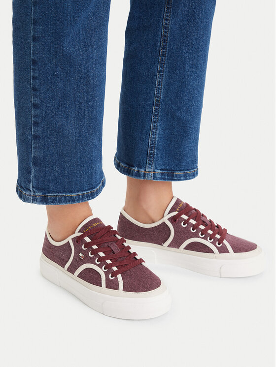 Tommy Hilfiger Teniși Platform Vulc Sneaker Piping FW0FW09394 Vișiniu