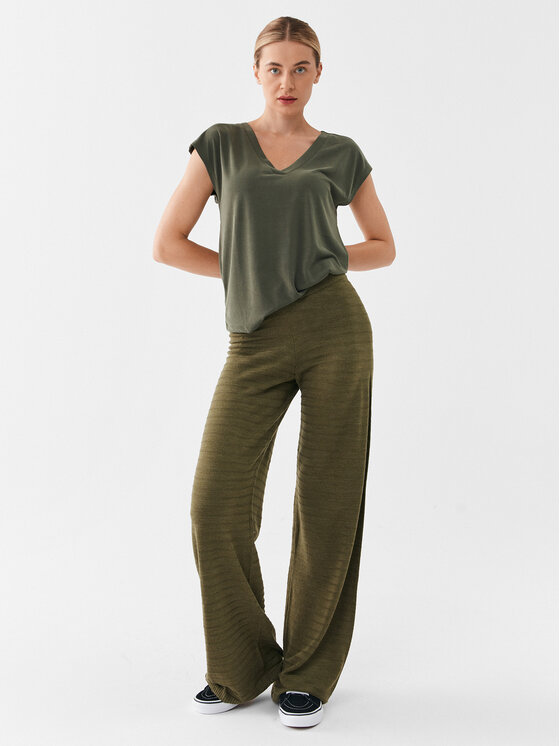 ONLY ONLY Megztos kelnės 15294501 Žalia Wide Leg